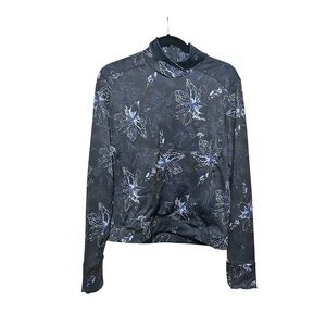 Columbia Dark Blue Flower Patterned Long Sleeve Pullover Shirt Large